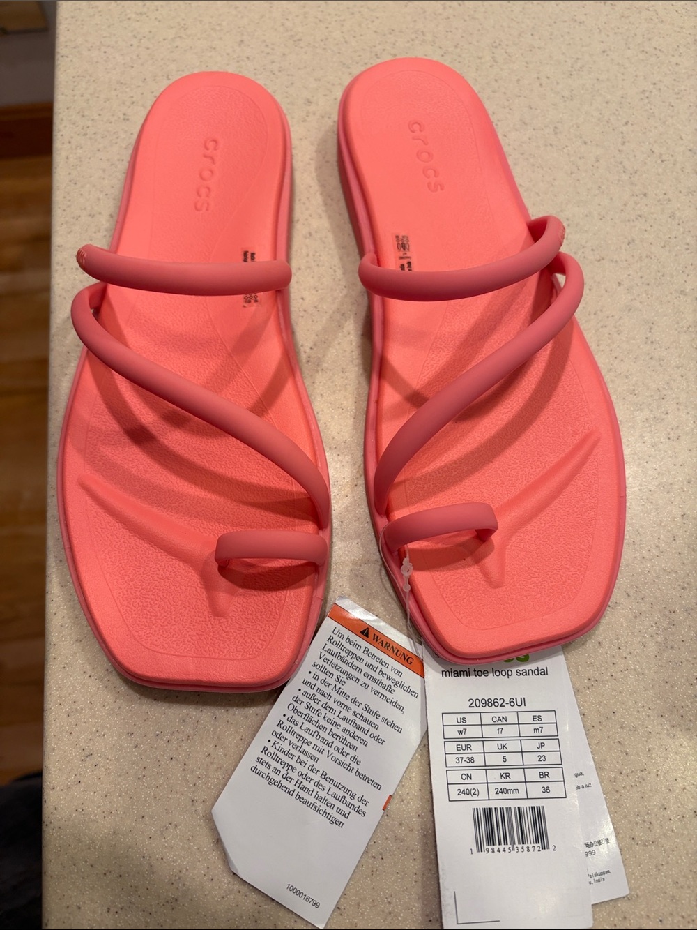 CROCS Women’s Miami Toe-Loop Sandal — Coral